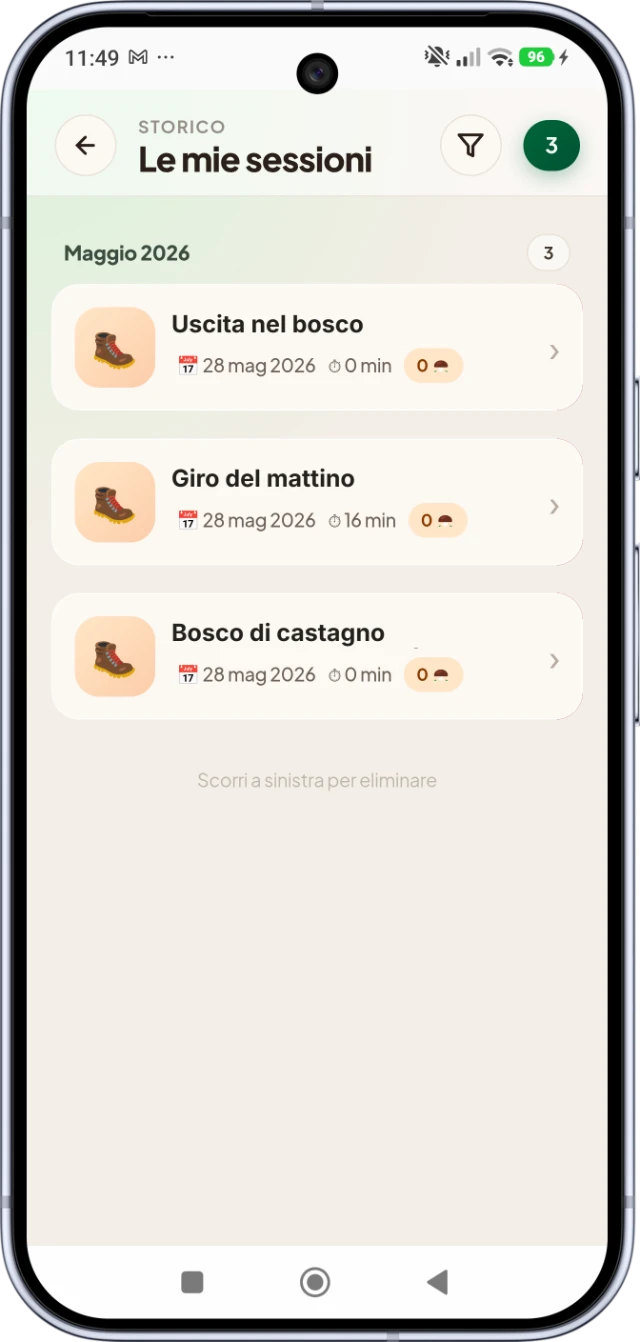 Home Schermata Diario delle uscite di MushScout