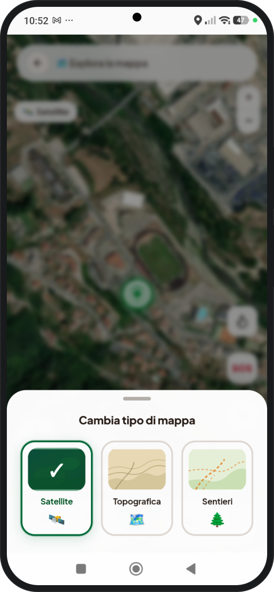 Selezione delle mappe offline in MushScout